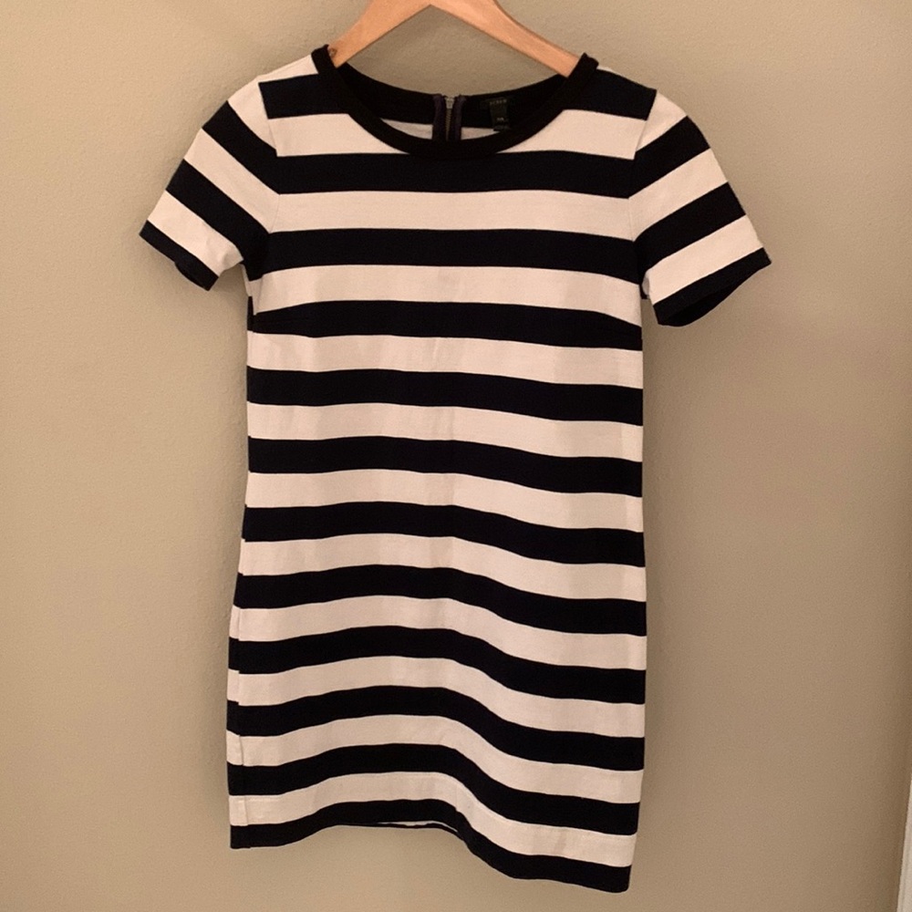JCrew blue and cream striped dress